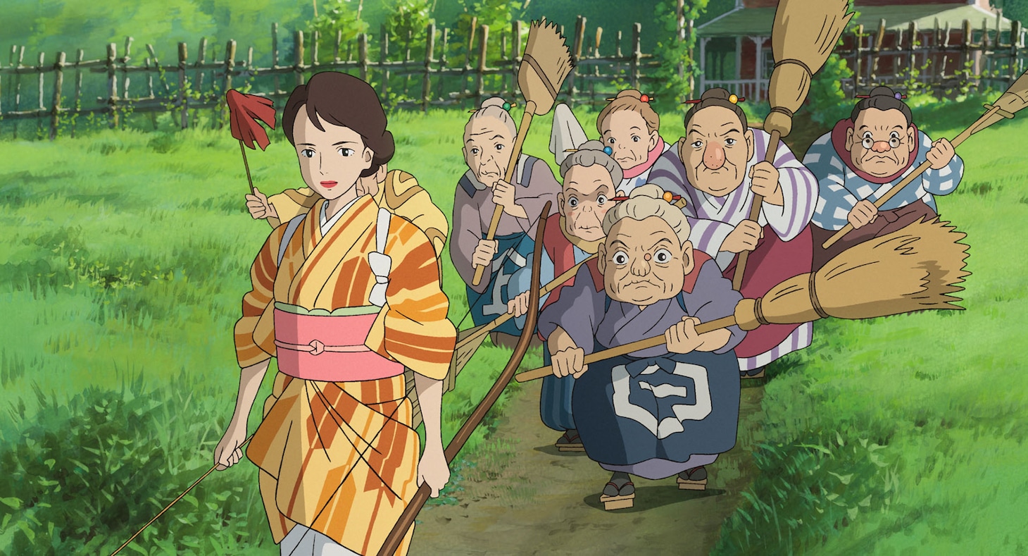 「君たちはどう生きるか」場面カットより、夏子と7人の老婆たち。