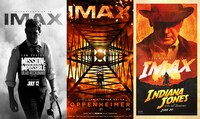 IMAX公開のために制作されたポスター。左から「ミッション：インポッシブル／デッドレコニング PART ONE」「Oppenheimer（原題）」「インディ・ジョーンズと運命のダイヤル」。