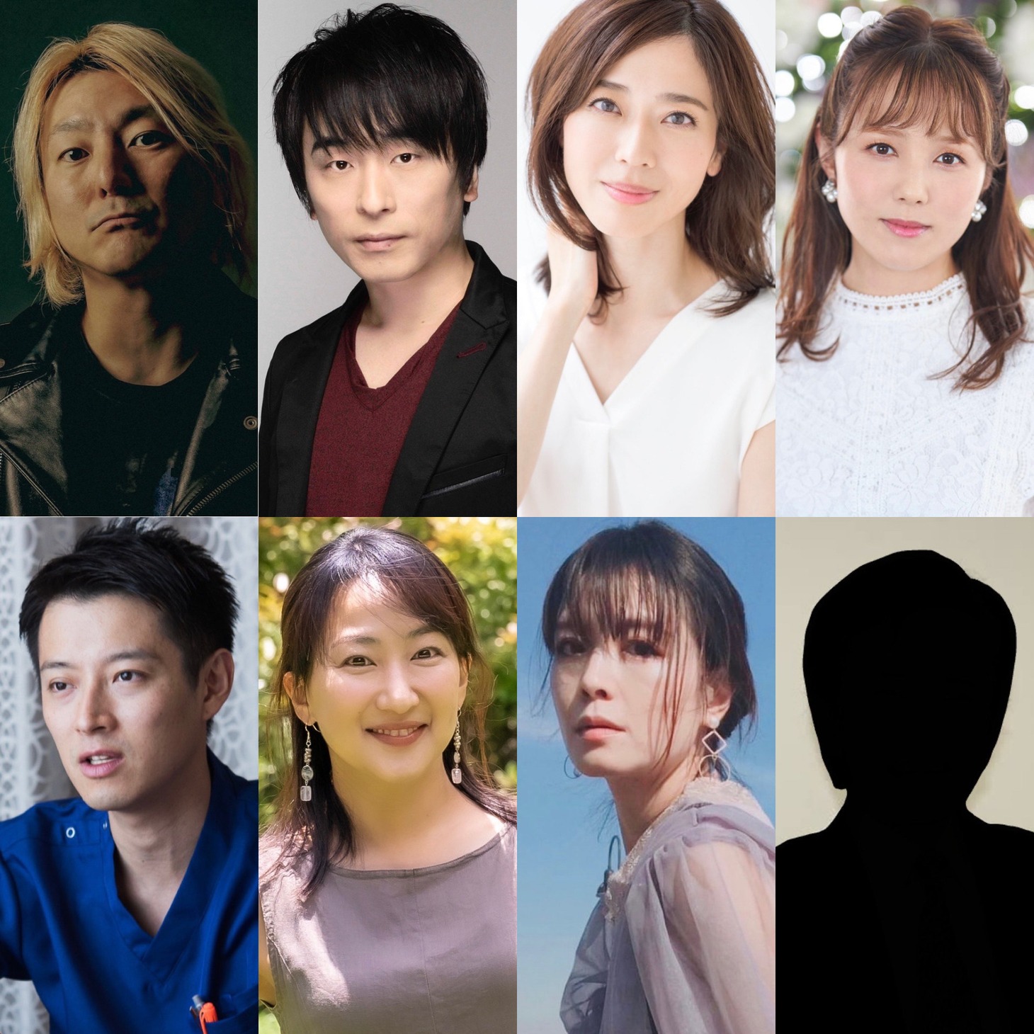 上段左から松隈ケンタ、関智一、別府あゆみ、菊地美香。下段左から吉田友一、広瀬仁美、たなかえり、シークレットキャスト。