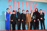 左からサリngROCK、天童よしみ、生瀬勝久、山田涼介、安藤サクラ、宇崎竜童、吉原光夫、原田眞人。