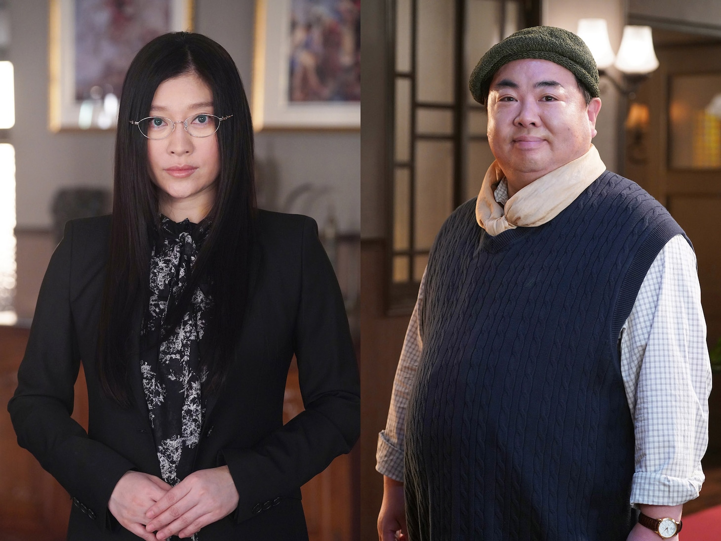 左から坂巻洋子役の篠原涼子、桐江役のドランクドラゴン塚地。
