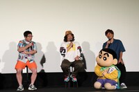 左から山口隆、近藤洋一、木内泰史と野原しんのすけ（手前）。