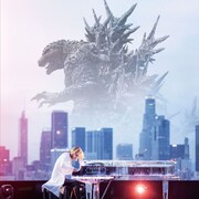 YOSHIKIの背景にゴジラが浮かび上がる…映画コラボビジュアルが完成