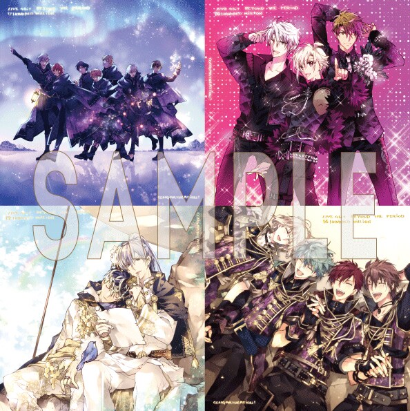 「大ヒット御礼ビジュアルカード」。左上から時計回りにIDOLiSH7、TRIGGER、ŹOOĻ、Re:vale。