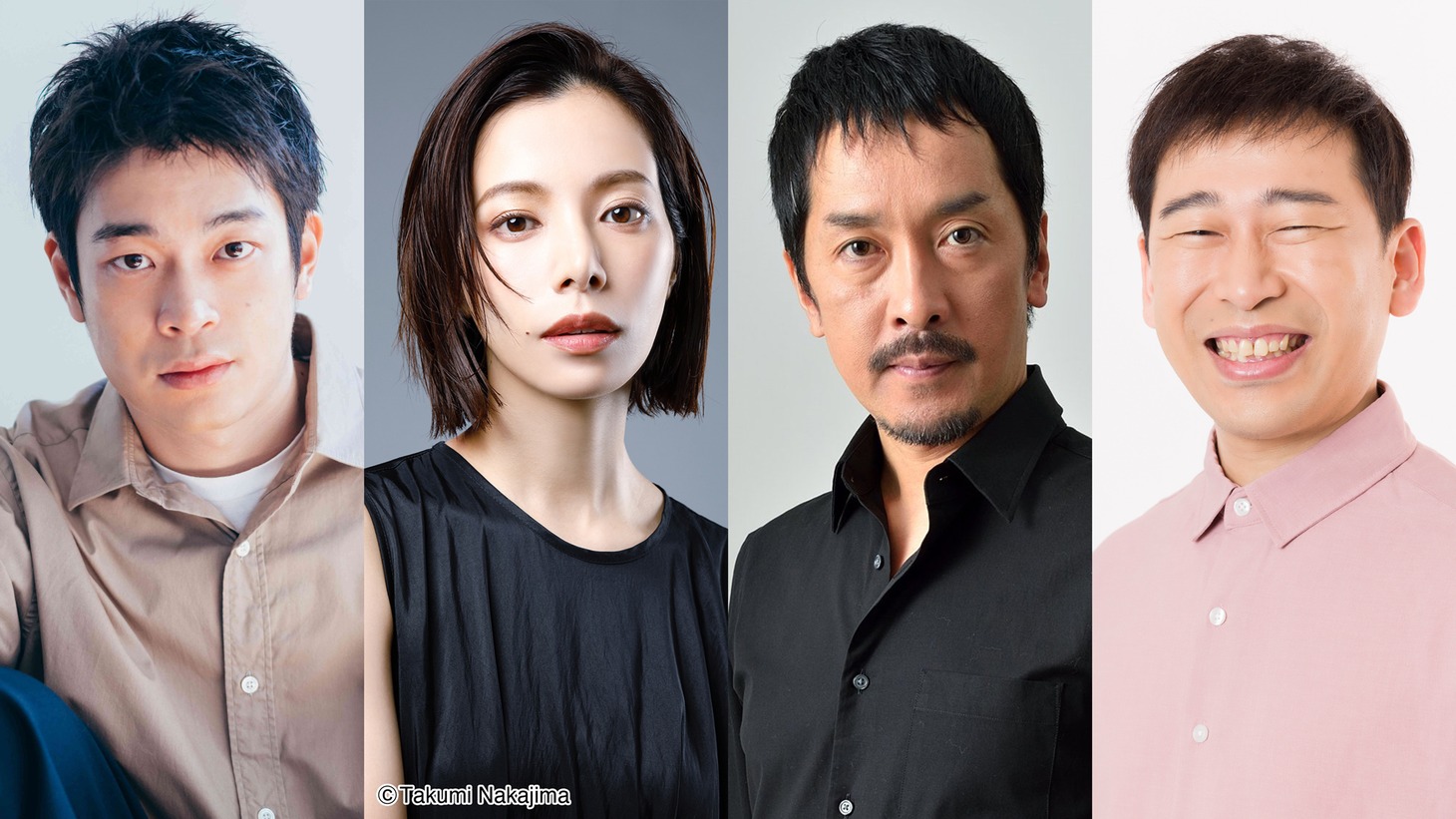 左から井之脇海、桜井ユキ、栗原英雄、今井英二。