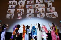 「映画プリキュアオールスターズF（エフ）」公開記念舞台挨拶の様子。