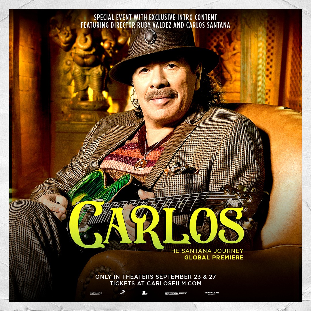 「カルロス：ザ・サンタナ・ジャーニー」グローバルプレミア上映日位ジュアル