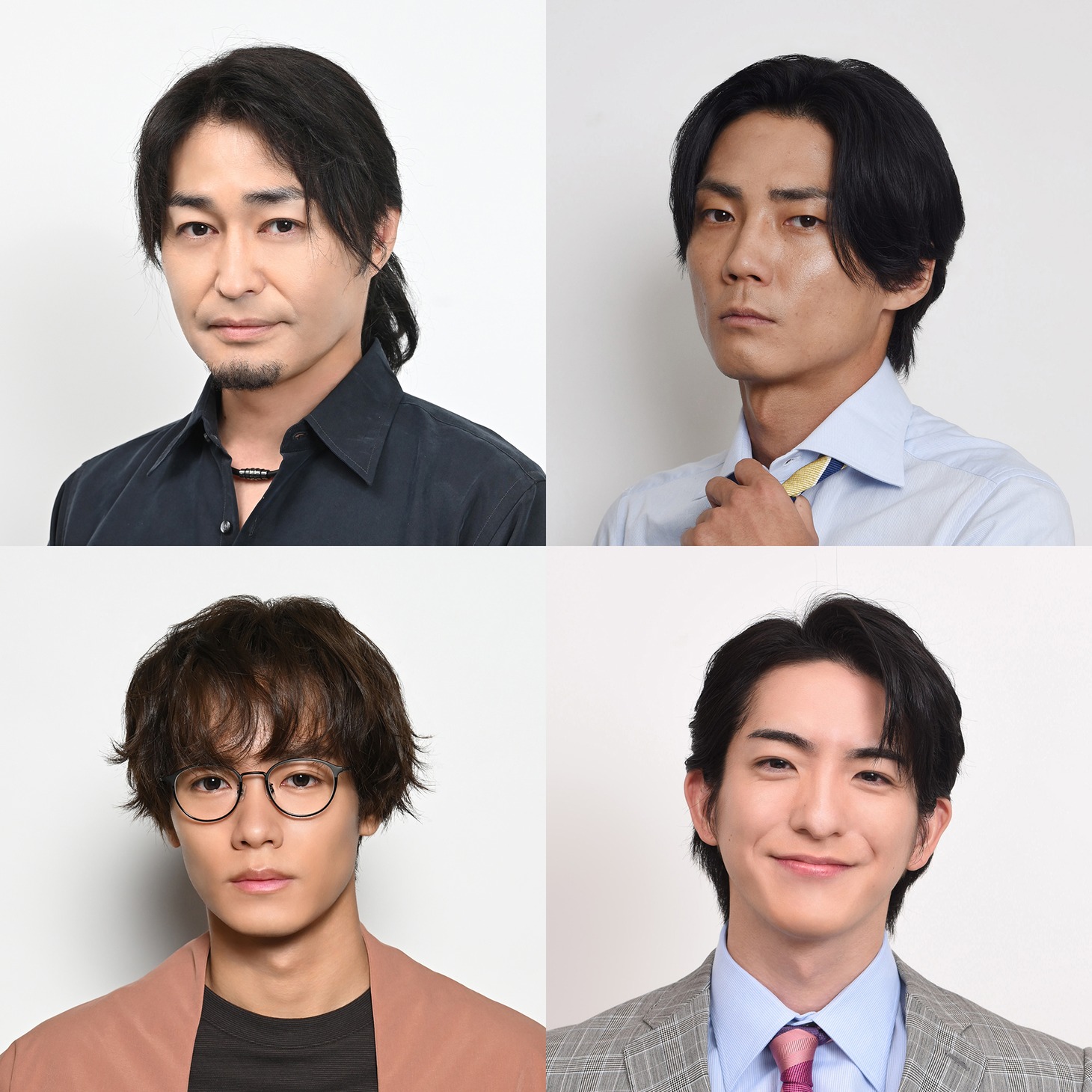 上段左から時計回りに安田顕、毎熊克哉、前田公輝、川村壱馬。