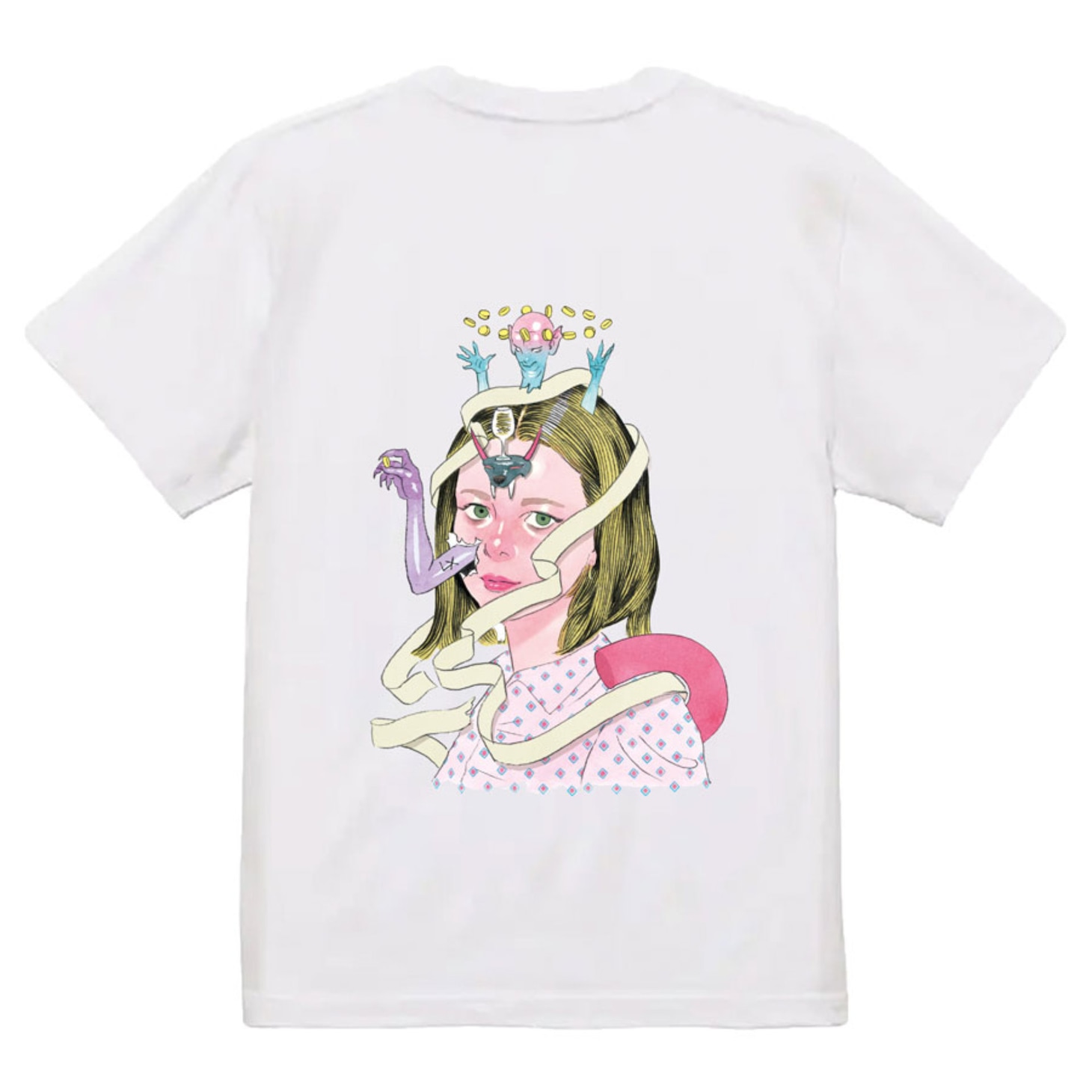 「シック・オブ・マイセルフ」我喜屋位瑳務とのコラボTシャツ（裏 / 税込4000円）。