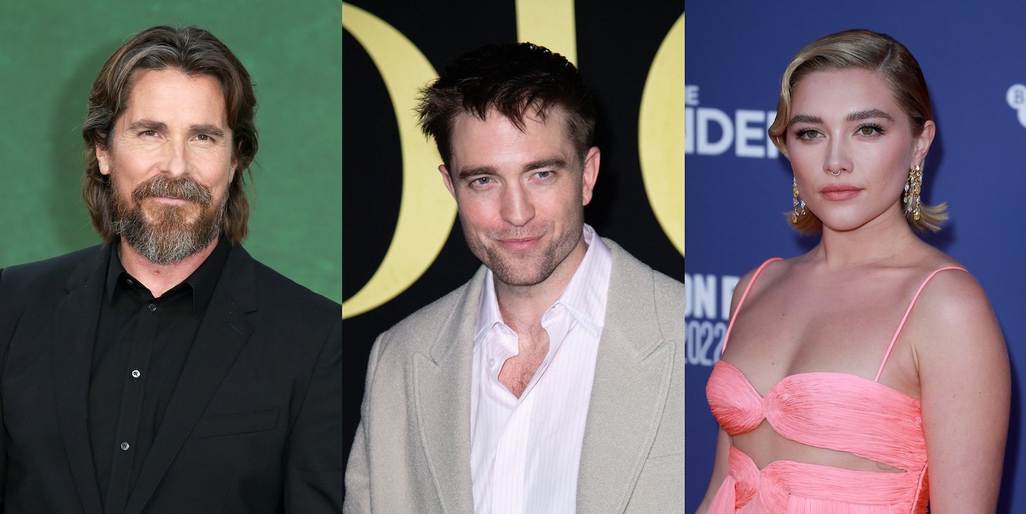 左からクリスチャン・ベール、ロバート・パティンソン、フローレンス・ピュー。