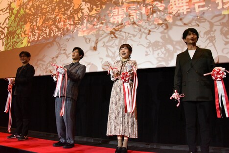 左から板津匡覧、大塚剛央、川井田夏海、津田健次郎。