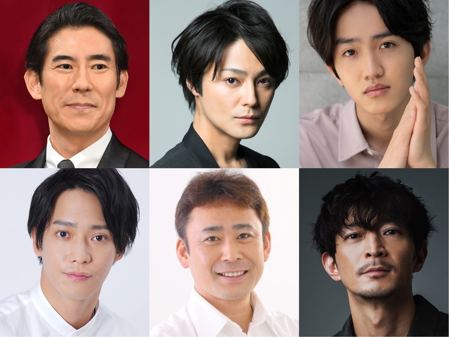 上段左から高嶋政伸、木村了、中川翼。下段左から味方良介、高木渉、津田健次郎。