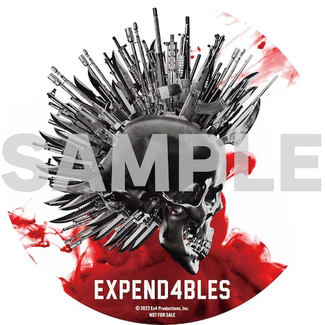 「エクスペンダブルズ ニューブラッド」ムビチケ購入特典のオリジナルクリアコースター（イメージ）。