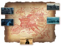 「ナポレオン」より、ナポレオンによる戦いの一部をまとめた地図。