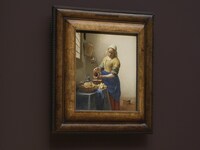 「フェルメール　The Greatest Exhibition -アート・オン・スクリーン特別編-」より、「牛乳を注ぐ女」。