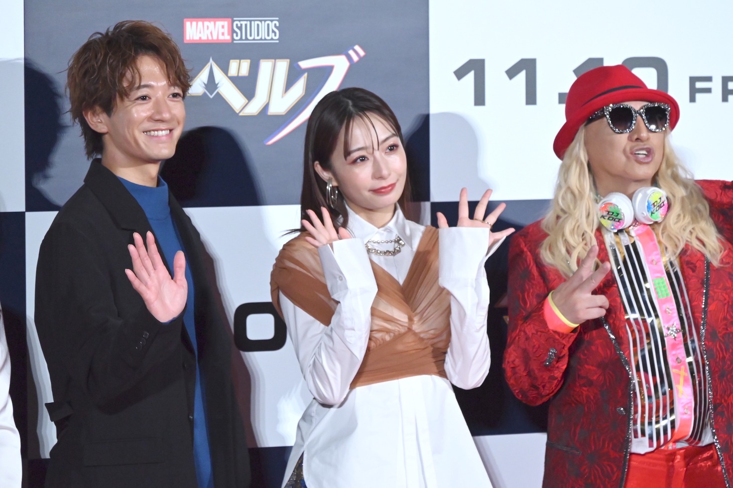 左から大倉士門、宇垣美里、DJ KOO。