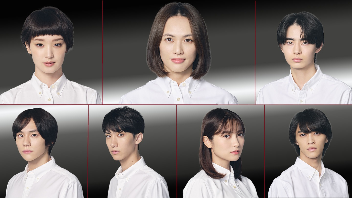 「夫婦の秘密」キャスト。上段左から剛力彩芽、臼田あさ美、豊田裕大。下段左から山下幸輝、古川毅、桃月なしこ、別府由来。