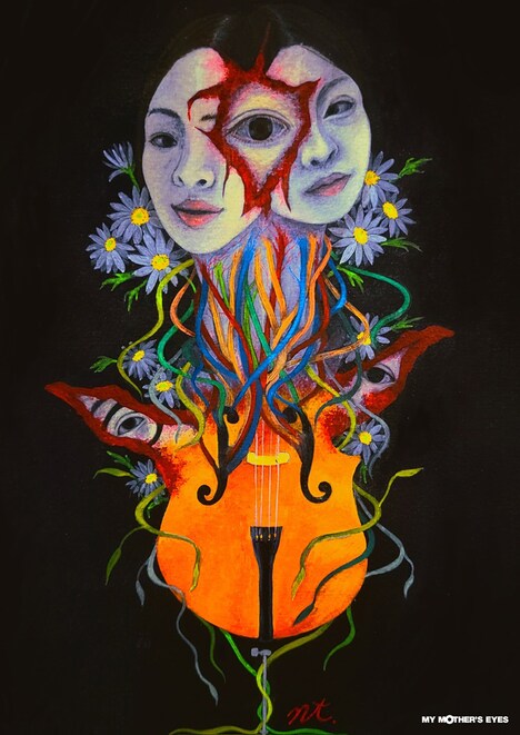 只埜なつみによるイラスト「癒着」。