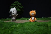 来場者の人形を置いて撮影できるフォトスポット。