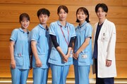 左から桜庭澪役の川栄李奈、菊池相馬役の矢本悠馬、片岡晴美役の水野美紀、小野夏芽役の吉住、竜崎大河役の高杉真宙。