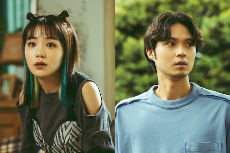 左から奈緒演じるアイカ、磯村勇斗演じるトモキ。