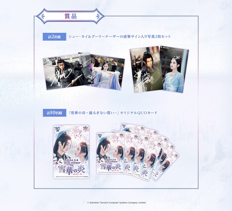 中国ドラマ「雪華の炎～揺るぎない誓い～」キャンペーンの景品。