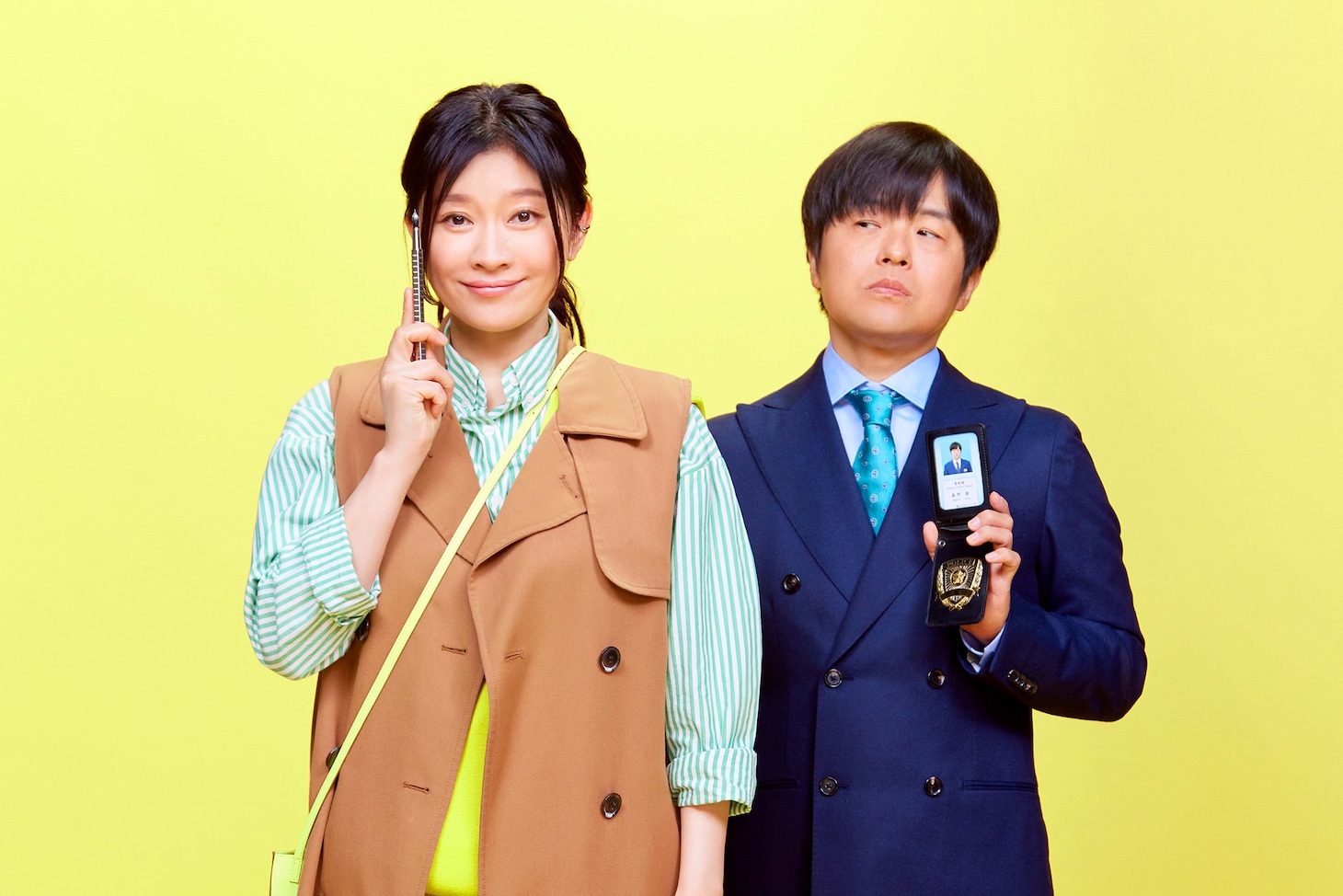 ドラマ「イップス」より、左から篠原涼子演じる黒羽ミコ、バカリズム演じる森野徹。