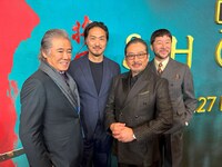 「SHOGUN 将軍」のUSプレミアの様子。左から西岡徳馬、平岳大、真田広之、浅野忠信。