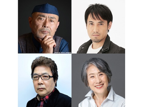 上段左から伊武雅刀（photo by Tatsuro Sekiguchi）、田村真。下段左から玄田哲章、大西多摩恵。
