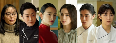 左から朝倉あき、尾上菊之助、冨永愛、中村アン、寛一郎、吉谷彩子。