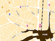 「95」のポスターが掲出される渋谷周辺の地図。