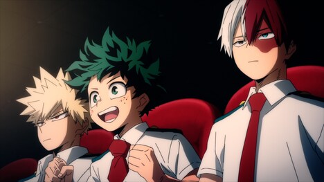 「僕のヒーローアカデミア THE MOVIE ユアネクスト」とTOHOシネマズがコラボした「オリジナル劇場マナー講座」の場面カット。