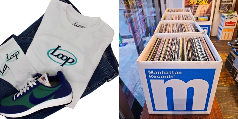 「Kichijoji Culture Square」で販売されるアパレルアイテムとレコードのイメージ。