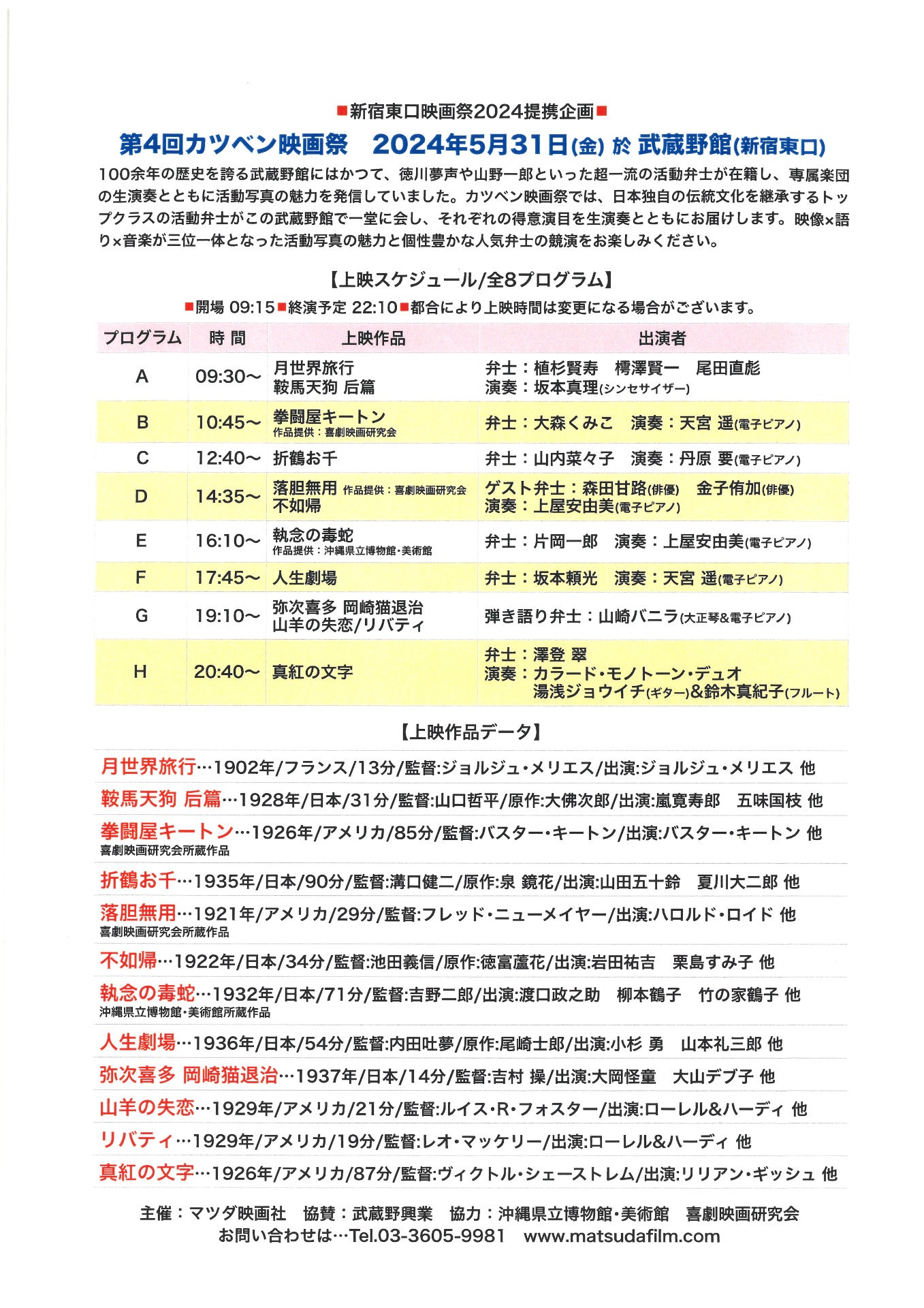 「第4回カツベン映画祭」チラシ裏