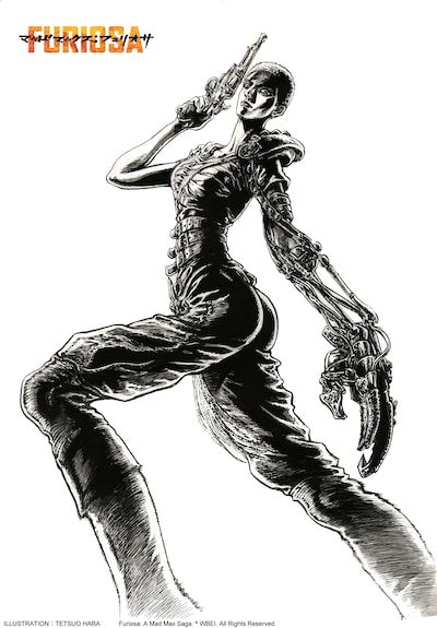 原哲夫による「マッドマックス：フュリオサ」の描き下ろしイラスト。（Illustration：Tetsuo Hara）