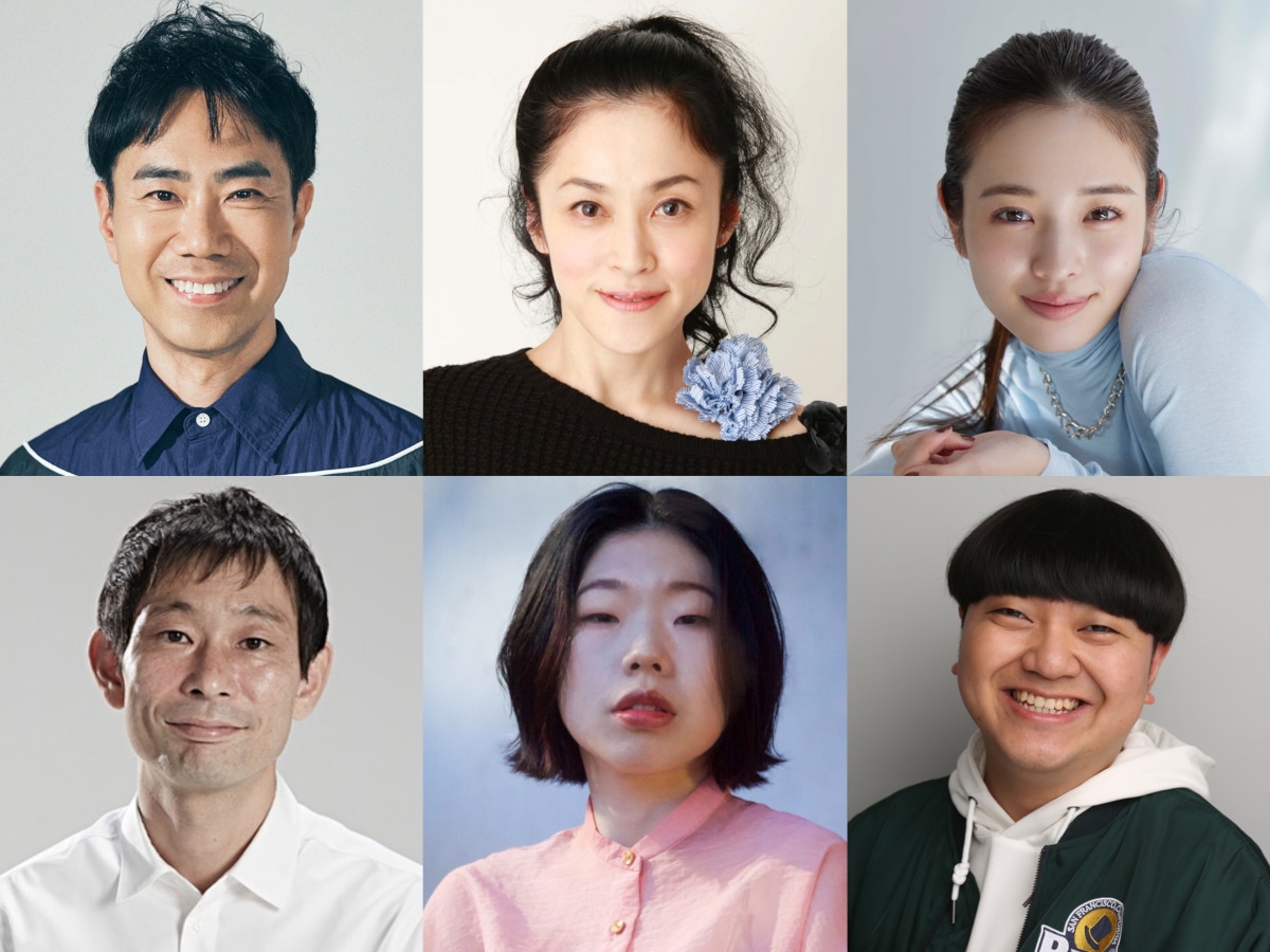 「西園寺さんは家事をしない」出演者。上段左から藤井隆、濱田マリ、横田真悠。下段左から水澤紳吾、うらじぬの、大朏岳優。