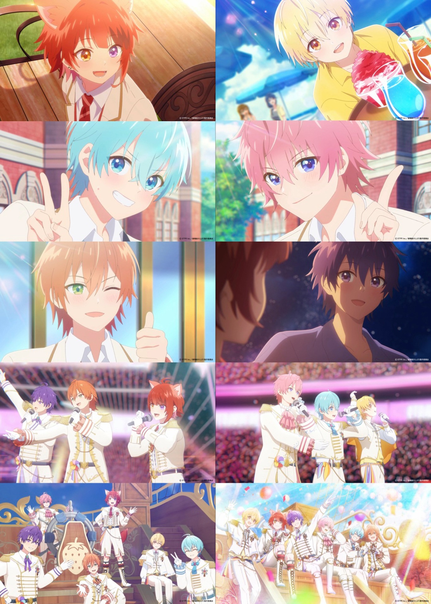「劇場版すとぷり はじまりの物語～Strawberry School Festival!!!～」新場面カットの組み画像。
