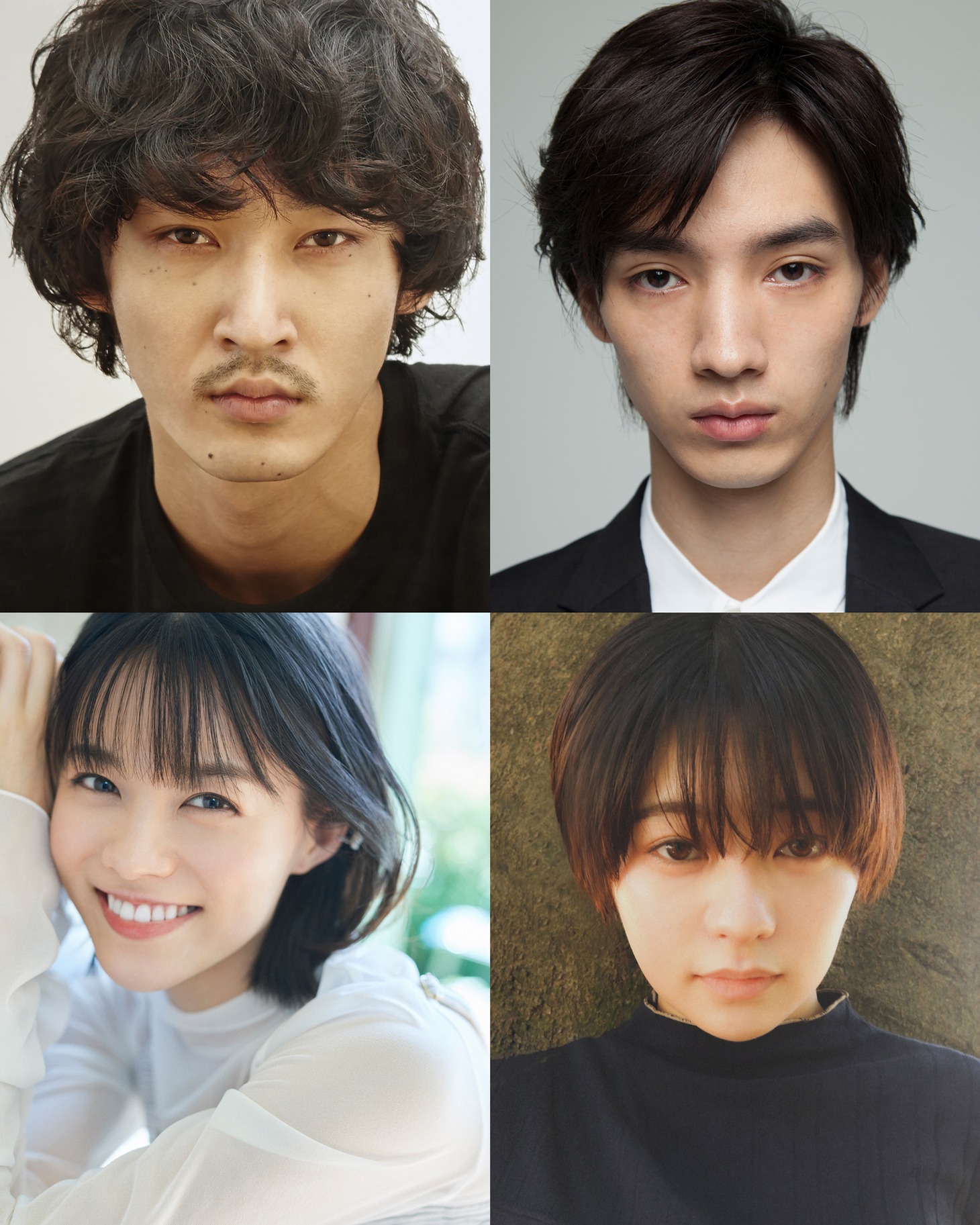 左上から時計回りに上杉柊平、清水尋也、吉柳咲良、志田彩良。