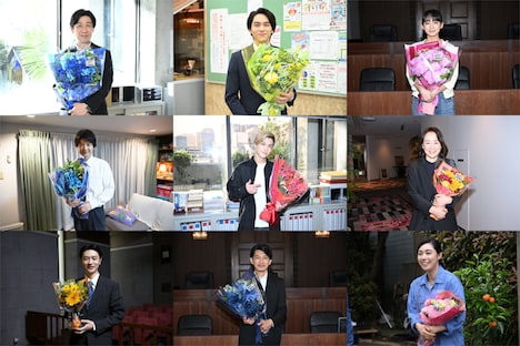 上段左から林泰文、山下幸輝、近藤華。中段左から緒形直人、岩田剛典、神野三鈴。下段左から細田善彦、藤木直人、吹石一恵。