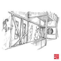 「呪われた廊下」エリアの絵コンテ。