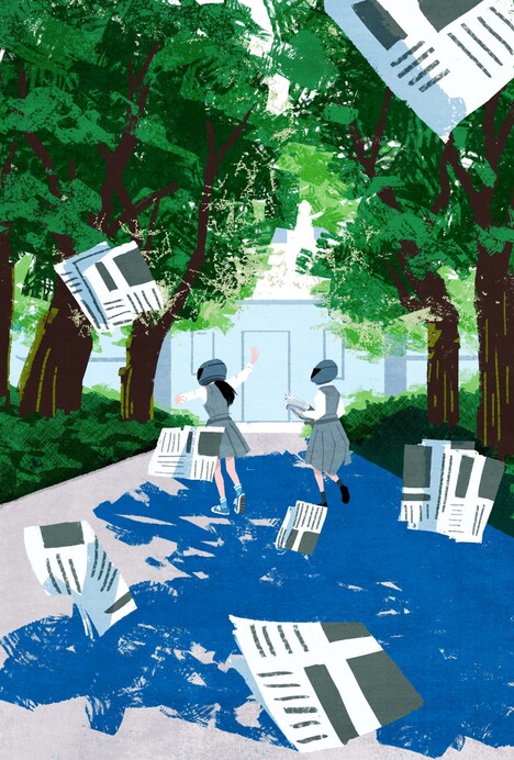 青春botによる「新米記者トロッ子 私がやらねば誰がやる！」イラスト。