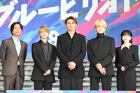 「ブルーピリオド」プレミアイベントの様子。左から萩原健太郎、板垣李光人、眞栄田郷敦、高橋文哉、桜田ひより。