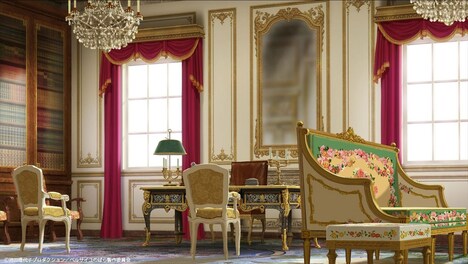 劇場アニメ「ベルサイユのばら」より、ジャルジェ家（書斎）の美術設定画。