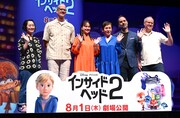 左から村山佳子、ピート・ドクター、多部未華子、大竹しのぶ、ケルシー・マン、マーク・ニールセン。