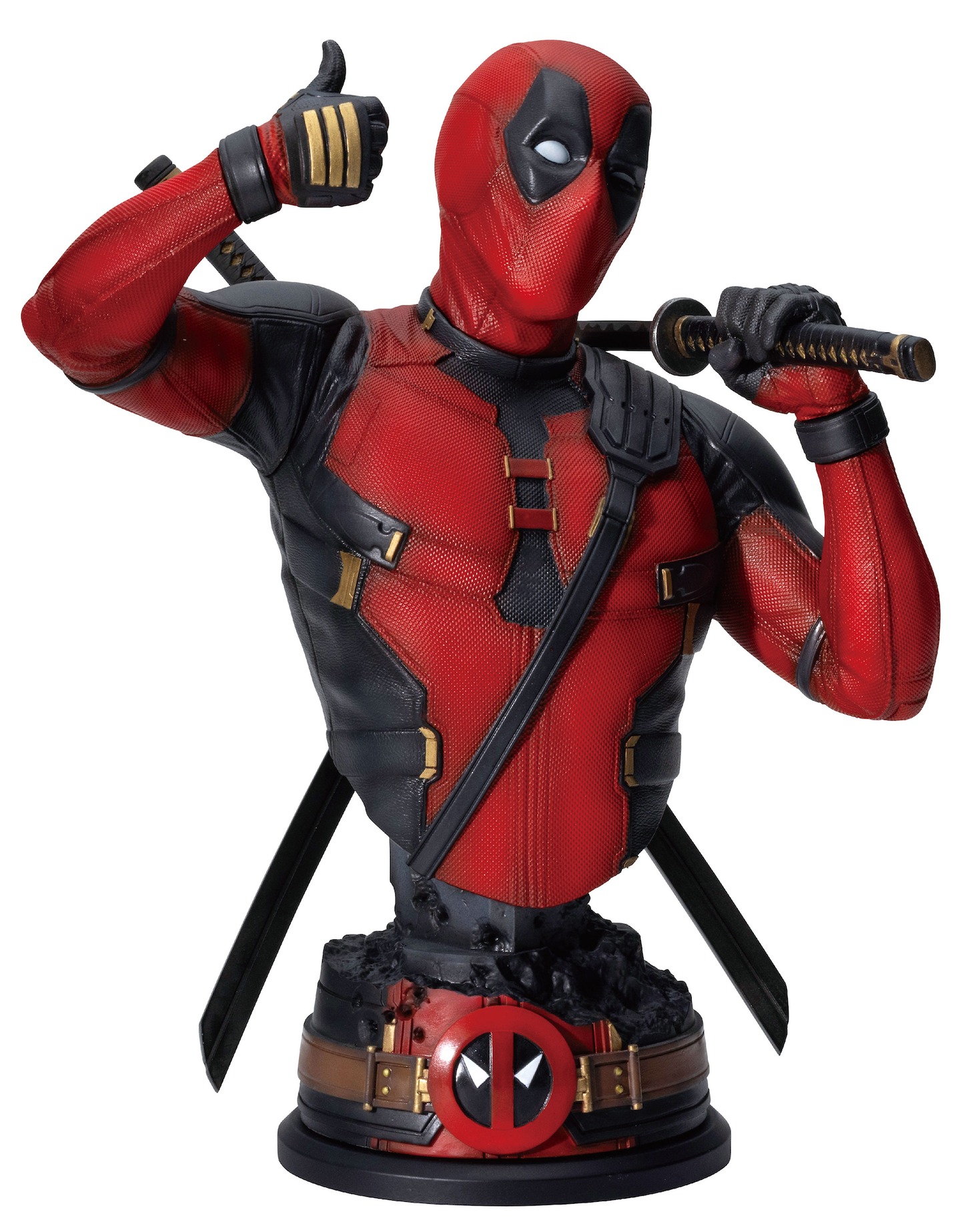 A賞の「デッドプール バストアップスタチュー」。