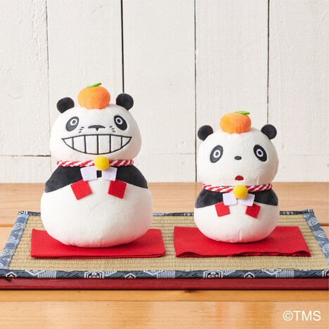 「おもちもちもちマスコット」左からパパンダ（税込2200円）、パンちゃん（税込1980円）。