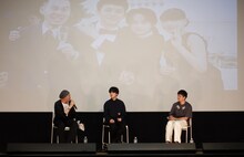「odessa Midnight Movies vol. 21『奥山大史オールナイト』」の様子。左からMCを務めた森直人、奥山大史、池松壮亮。