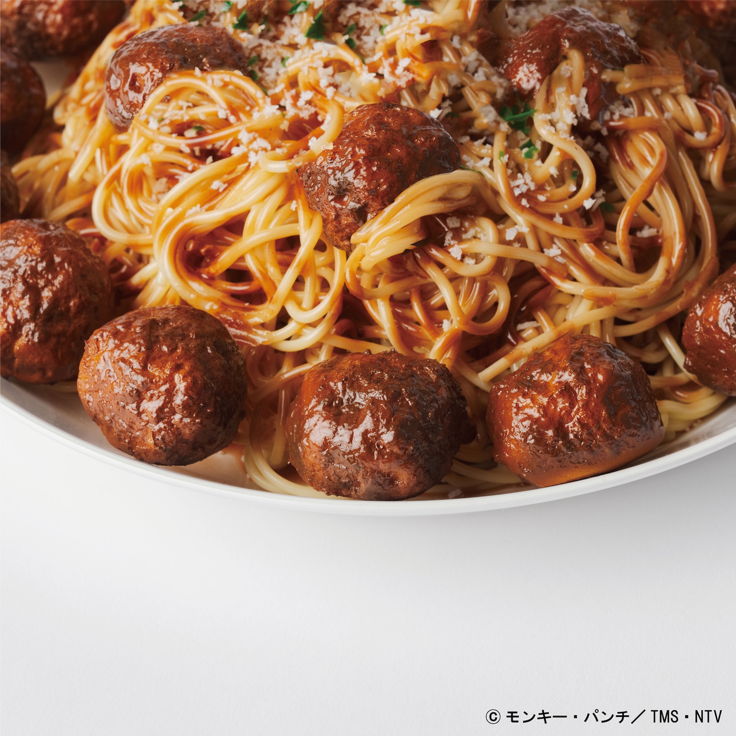 「ミートボールスパゲッティ」を再現した食品サンプル