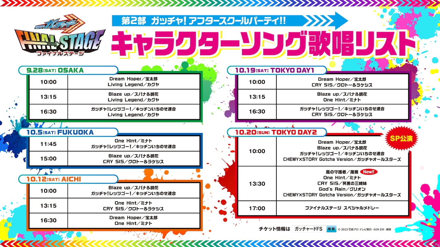 「仮面ライダーガッチャード ファイナルステージ」キャラクターソング歌唱リストの画像