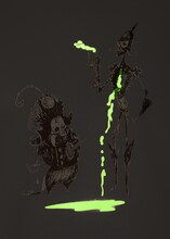 「ティム・バートンのコープスブライド」Tシャツの暗闇で光る蓄光プリント